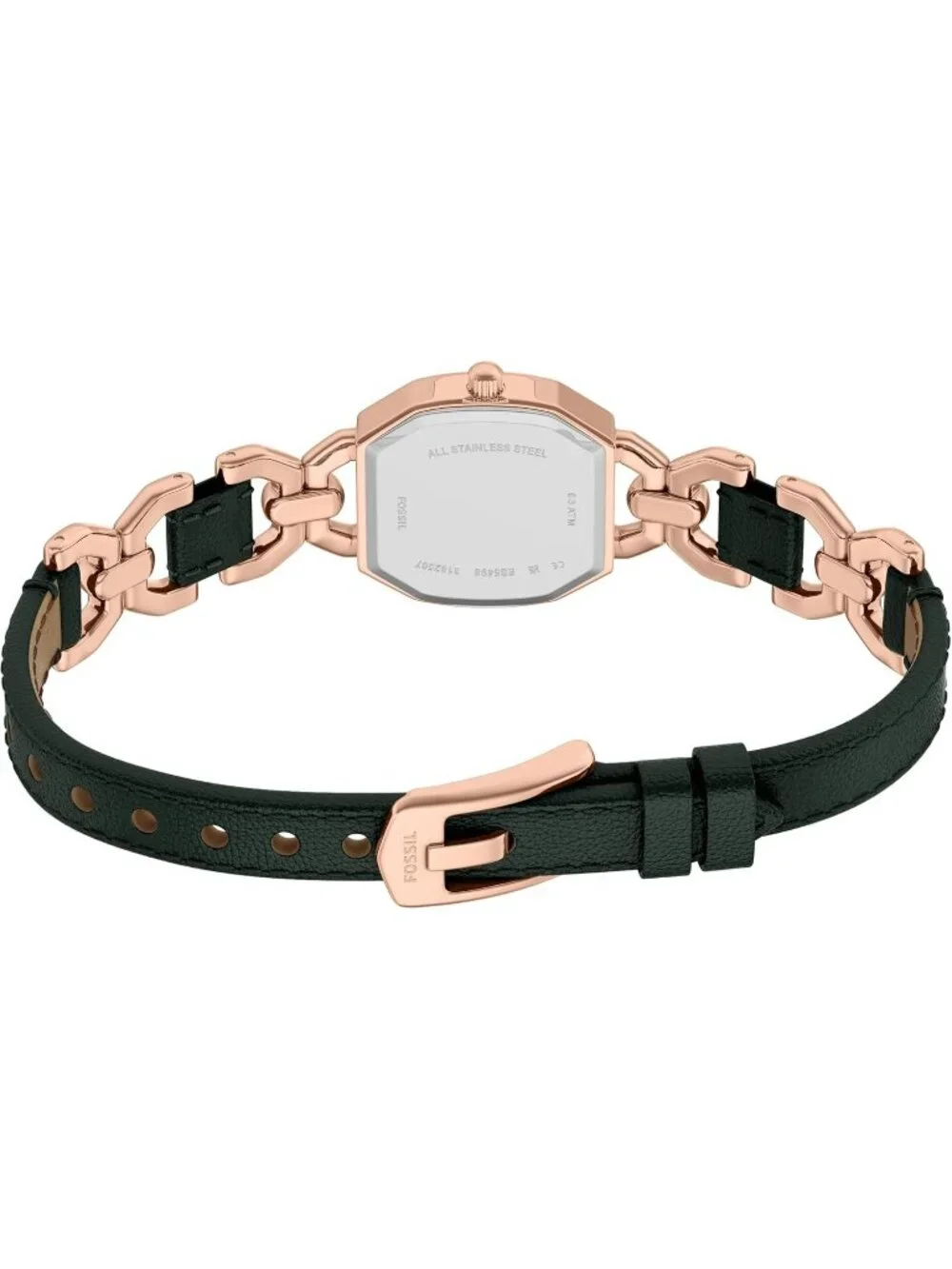 Women's Gold-Tone Stainless Steel Three-Hand Green Leather Octagonal Case Watch